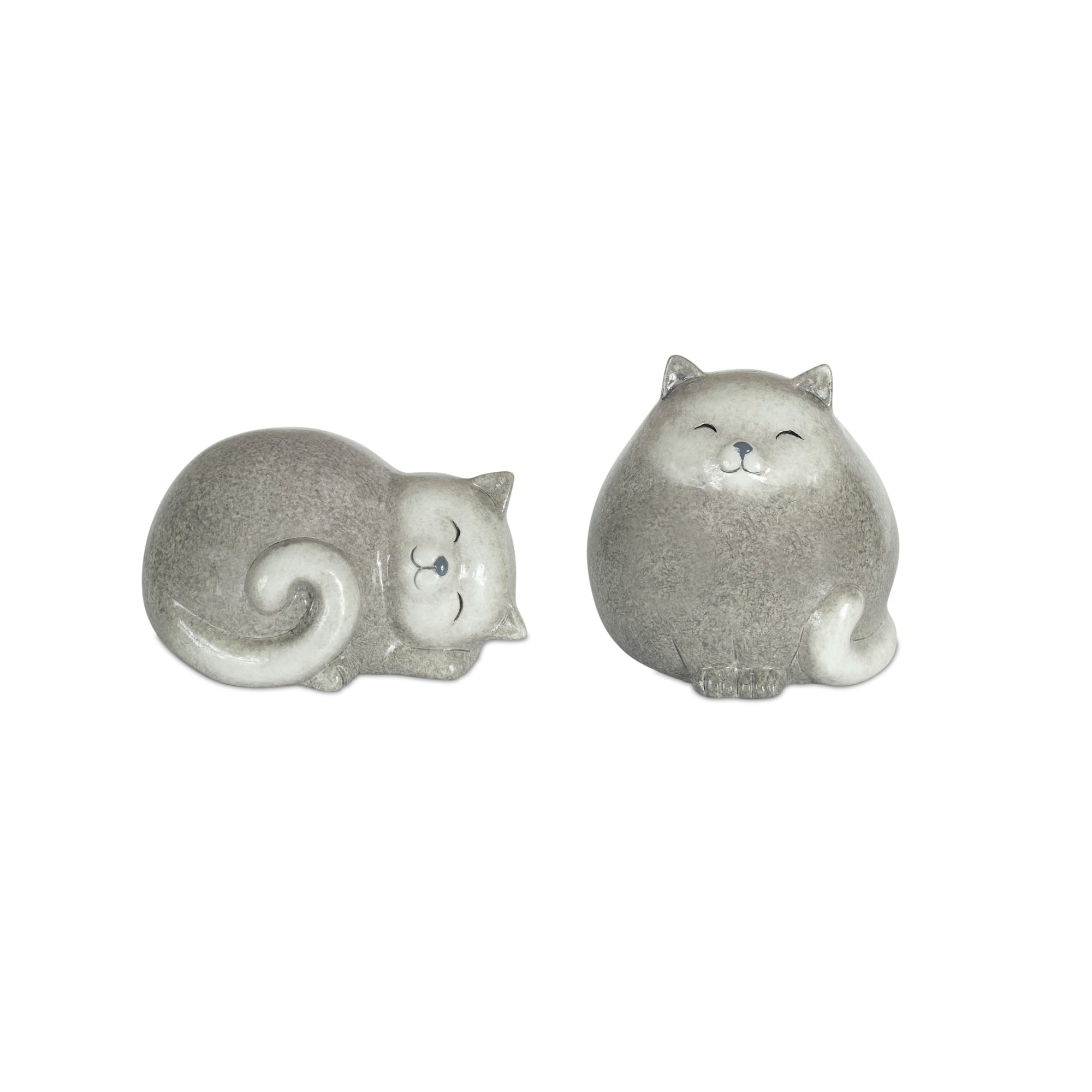 Gray Terracotta Cat Set, 3.5" & 5"